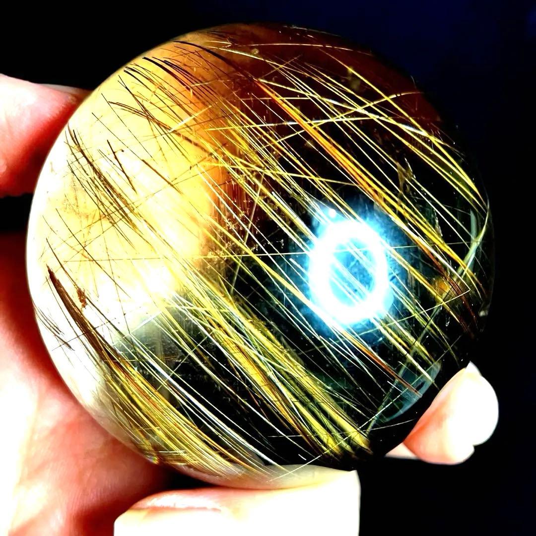 超絶綺麗✨64mm ゴールドルチルクォーツ 丸玉 スフィア 金針水晶 超絶