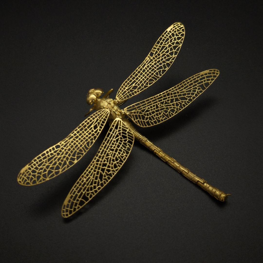 銅製置物 蜻蛉 トンボ 勝虫 雨宮宗作 関節可動 金工品 茶道具 - メルカリ