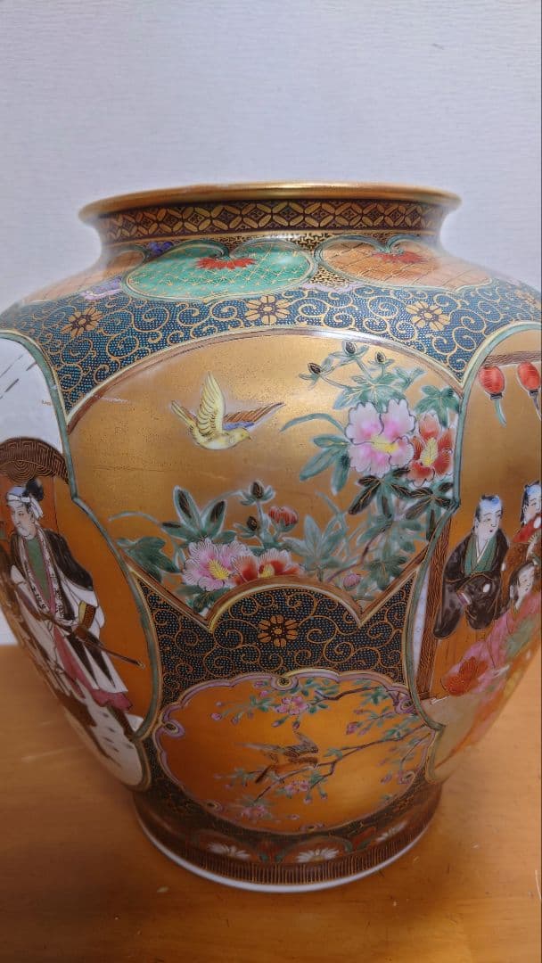 専用　九谷　松月銘　花瓶　忠臣蔵　赤穂浪士　大石内蔵助図