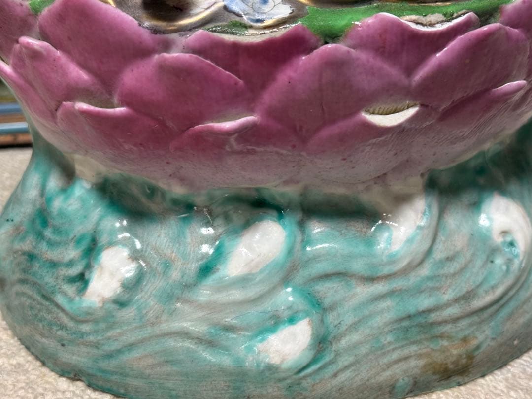 中国　景徳鎮1950年代製　浄瓶観音像　高さ約51.3cm 粉彩　送料込1218