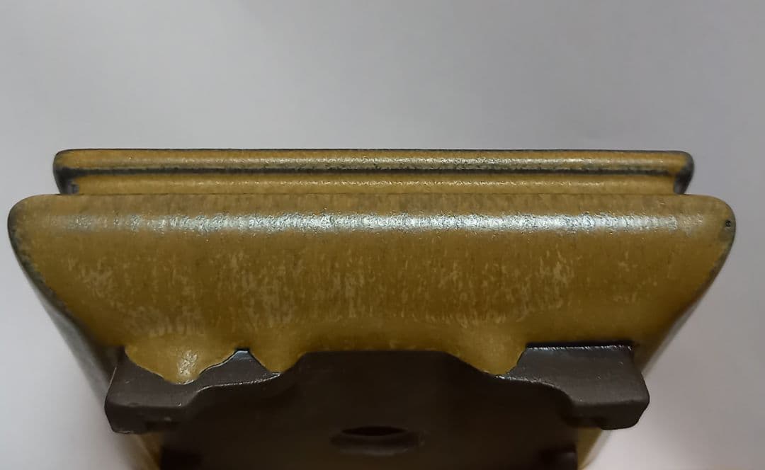 陶翠盆栽鉢 小鉢 長辺約10～10.5cm 正方形浅鉢 袋式 釉薬