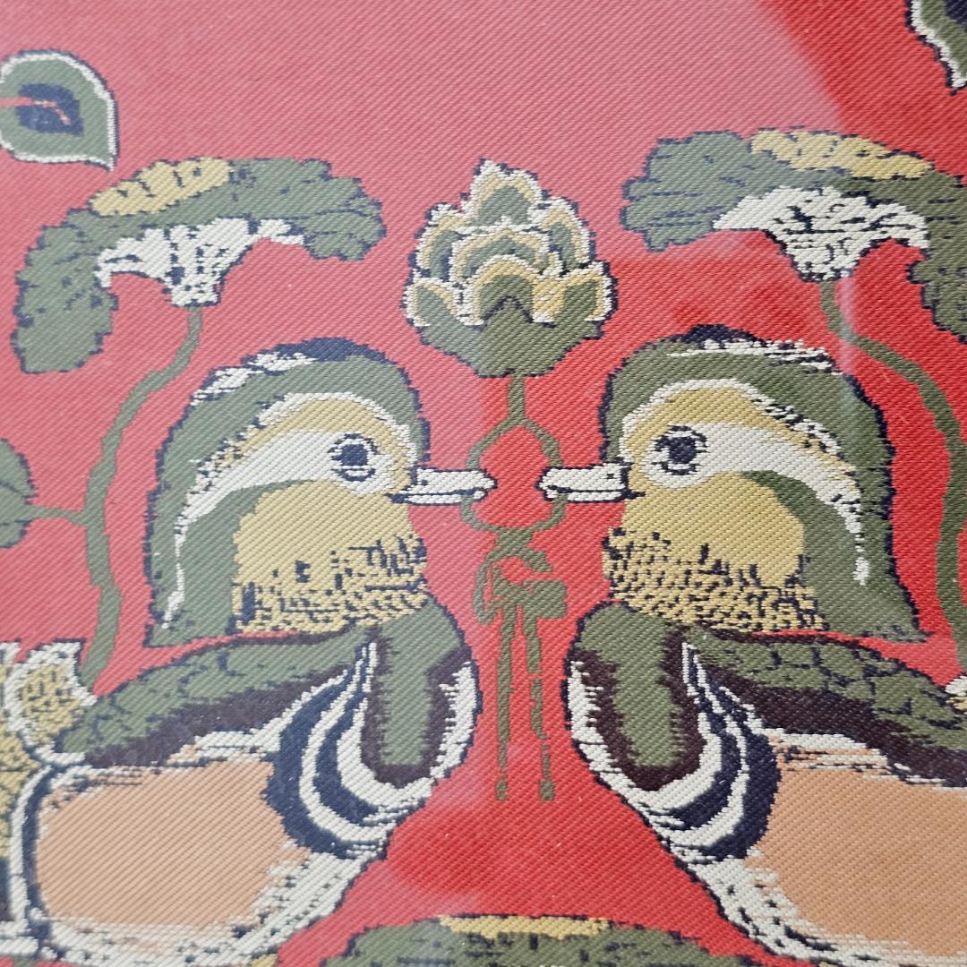 【超希少】掛額　御物赤地鴛鴦唐草文錦　龍村美術織物