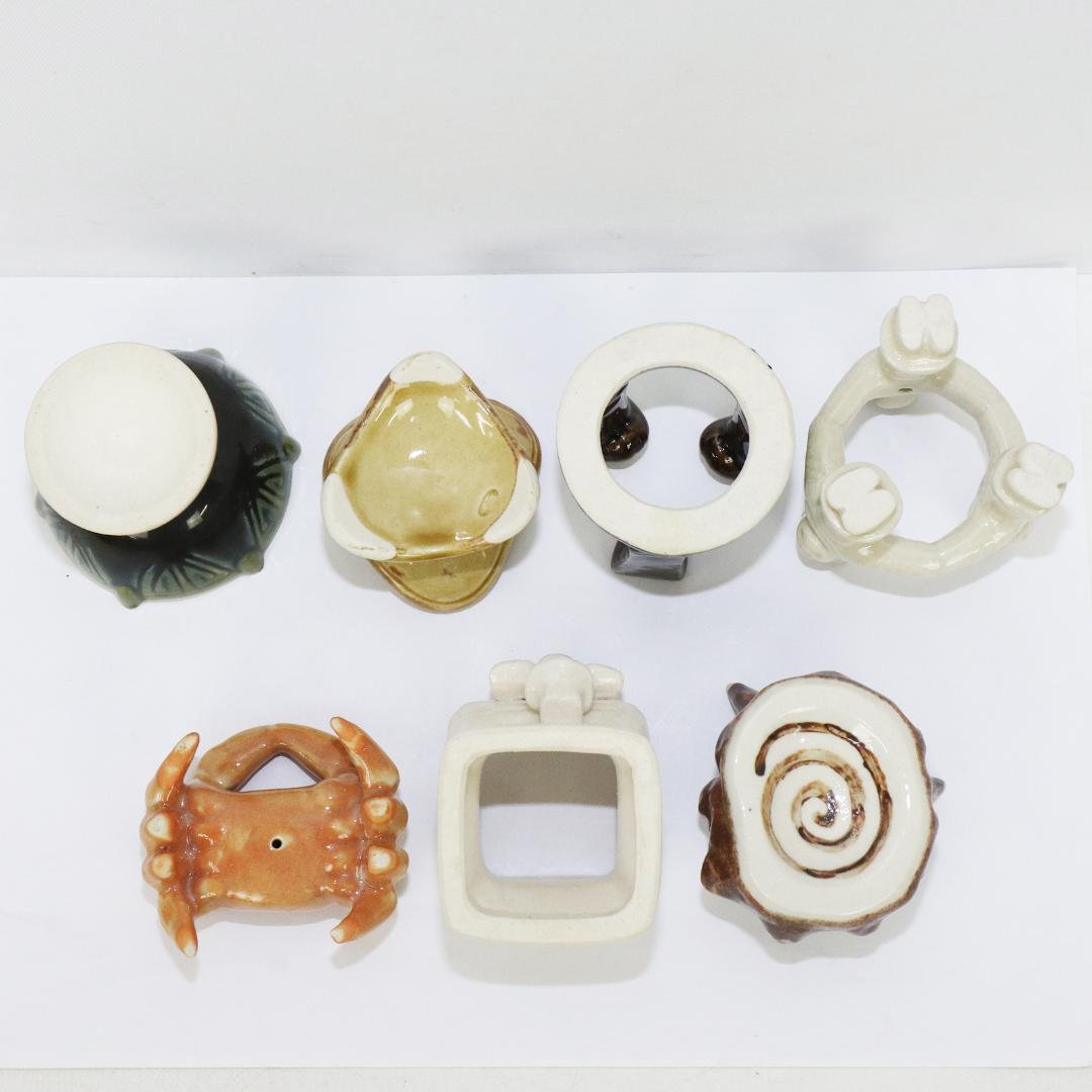 不老園窯造 色変り 七種蓋置 共箱 共箱