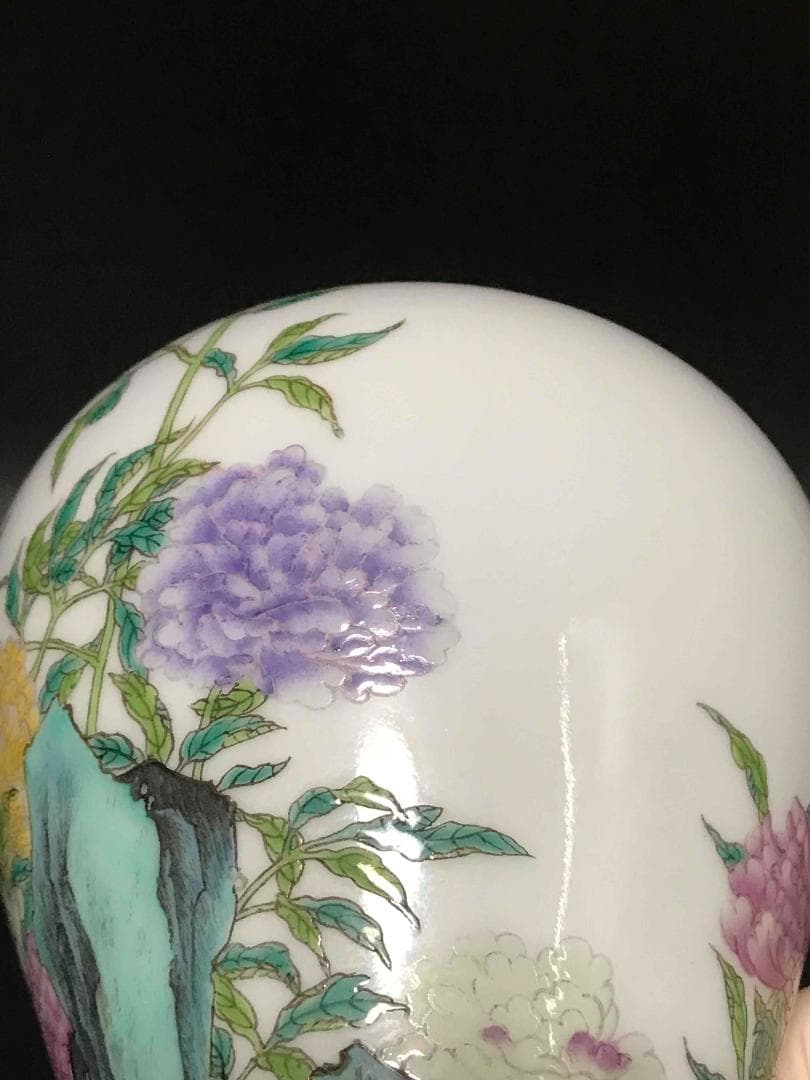 中国古美術 清雍正時代 大清雍正年製 在銘 粉彩花石