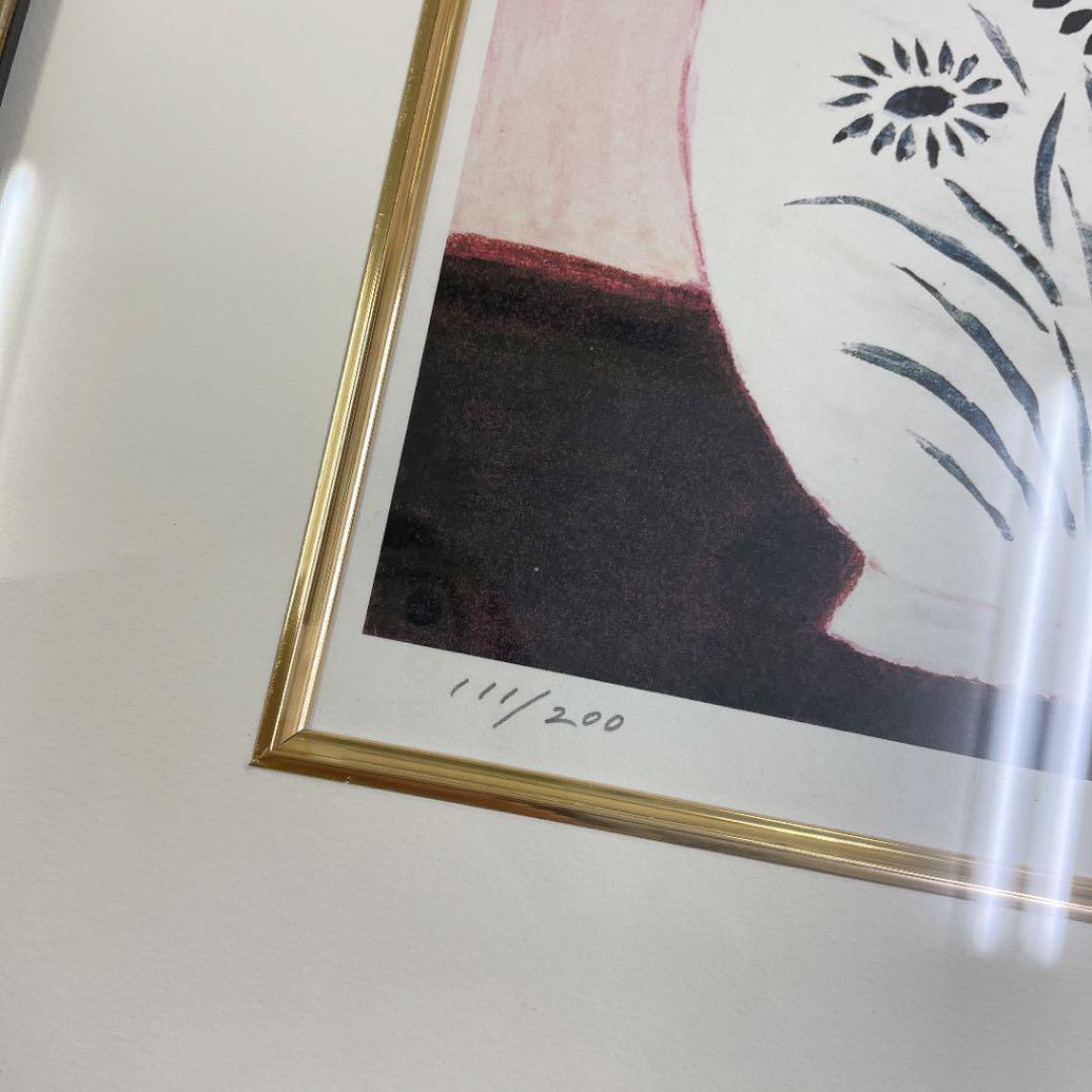 ○新品未使用！青木 乃里子 秋桜 絵画 ジクレー 版画 111/200 額 箱付