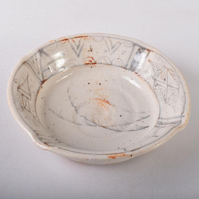 志野焼　加藤光右衛門作　菓子鉢　共箱　C　8089