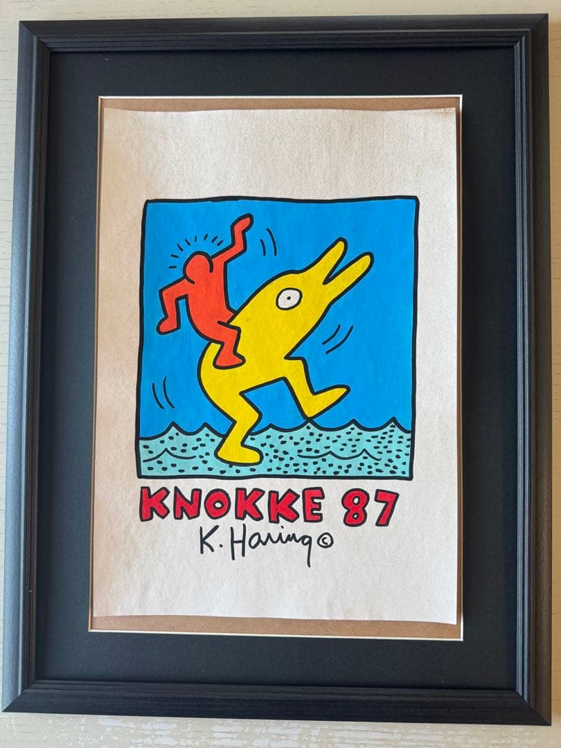 キース・ヘリング KNOKKE 87 ドローイング 手描 サイン入 画廊印有