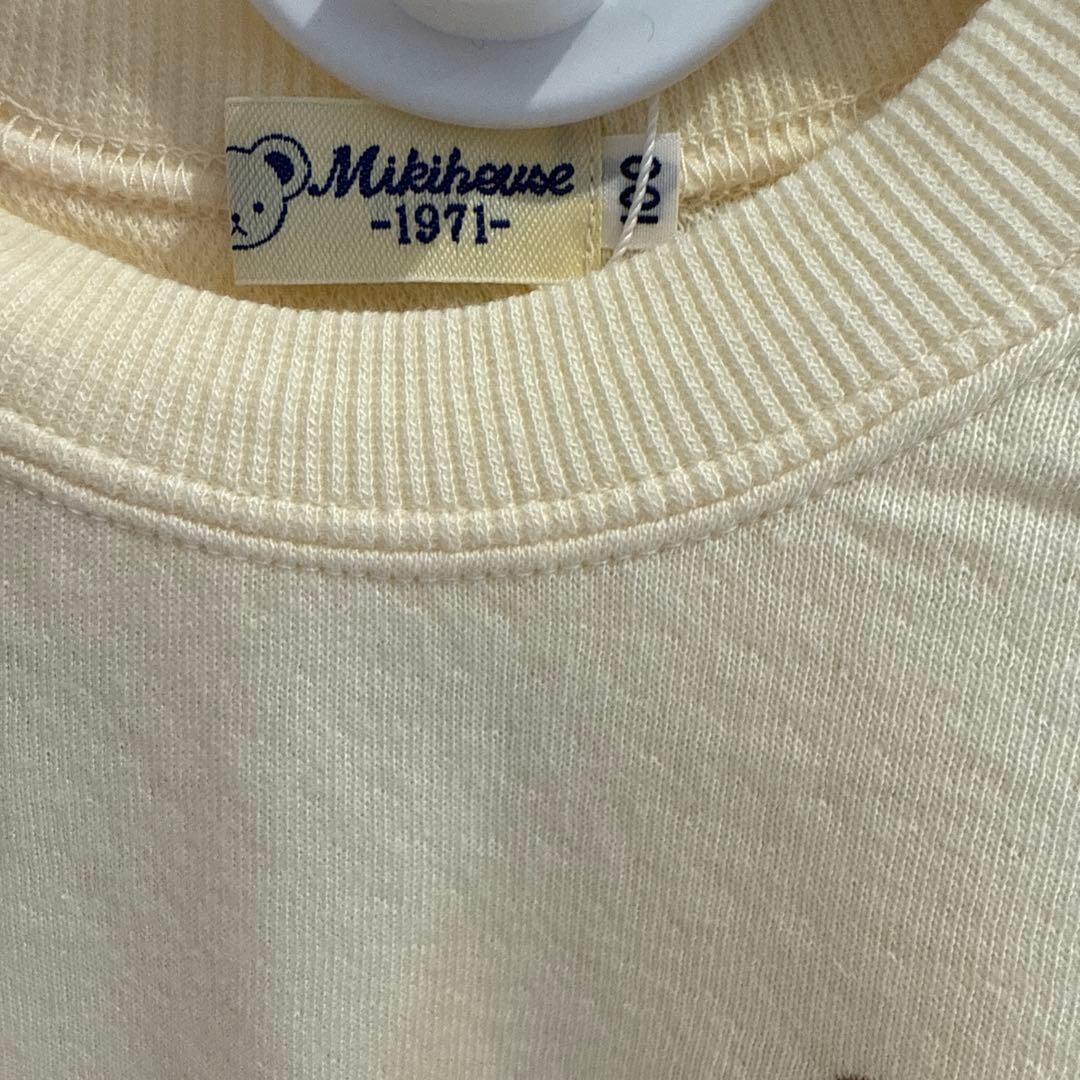 【美品】ミキハウスベア　バックロゴトレーナー　100 子供　アイボリー