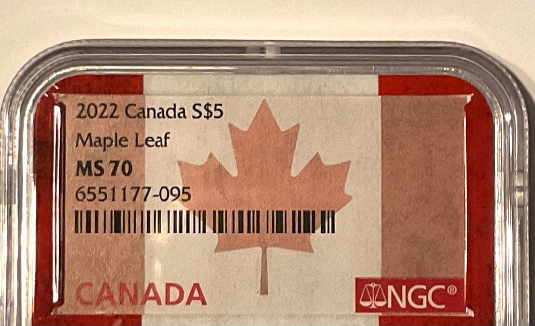 メイプルリーフ銀貨 1オンス 2022年 NGC MS70 カナダ フラッグコア