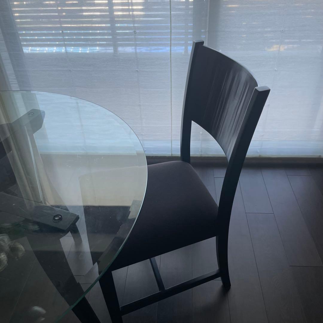 直径110cmガラスラウンド ダイニングテーブル & ダイニングチェア4脚セット