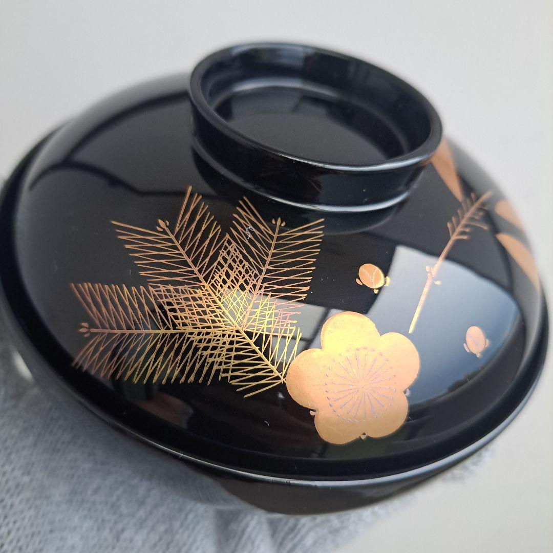 越前 河和田漆器 松竹梅 蒔絵御吸物椀×5客】天然木製 祖雅堂