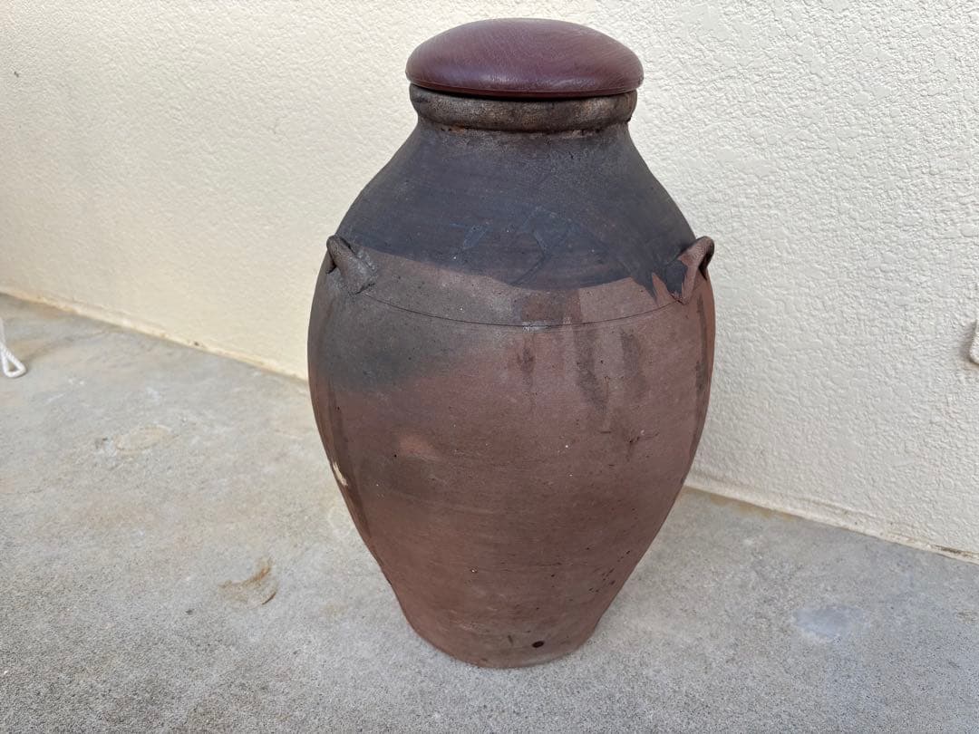 古琉球/沖縄/やちむん/希少】荒焼（あらやち）三耳壺 高さ約45cm