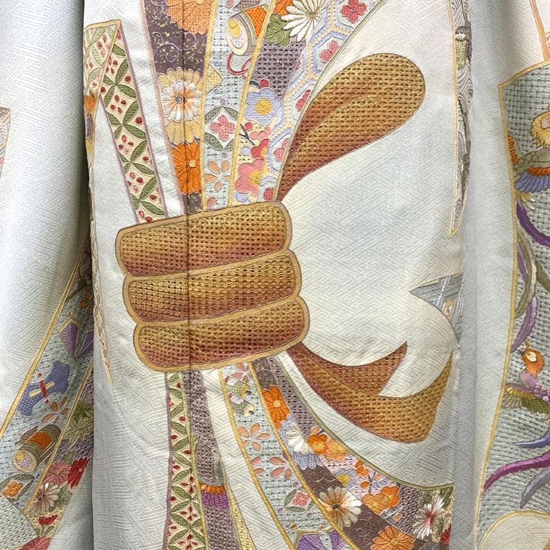 601z8〇総刺繍 振袖 スワトウ刺繍 束ね熨斗 淡い水色〇美品 成人式