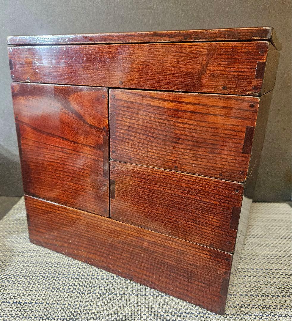 明治時代 木製 弁当箱 野点 野点弁当箱 鉄製手提げ 三段重ね 5箱仕立