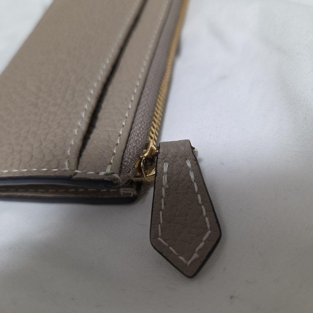 ボナベンチュラ ミニジップウォレット シュリンクレザー グレージュ x イエロー