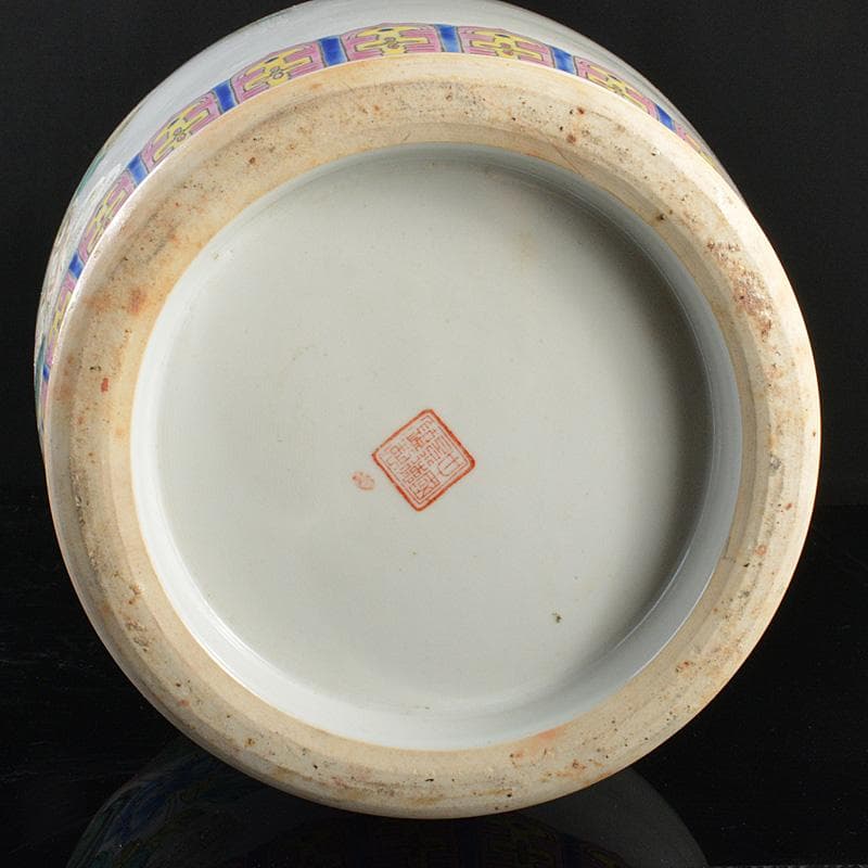 中国 中国景徳鎮製 粉彩 漢詩孔雀牡丹文瓶 D R5521C - メルカリ