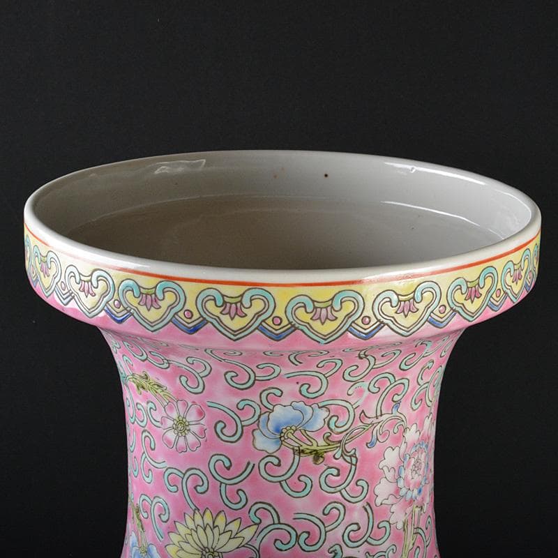 中国 中国景徳鎮製 粉彩 漢詩孔雀牡丹文瓶 D R5521C - メルカリ