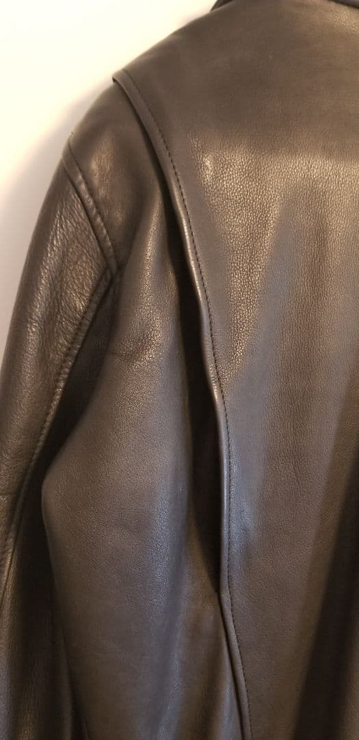 RHENIUM ブラックレザーシングルライダース 46 XL