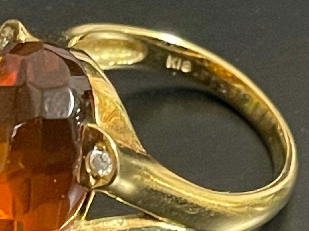 ひろ　K18 オレンジガーネット ダイヤ0.8ct リング 6.1g