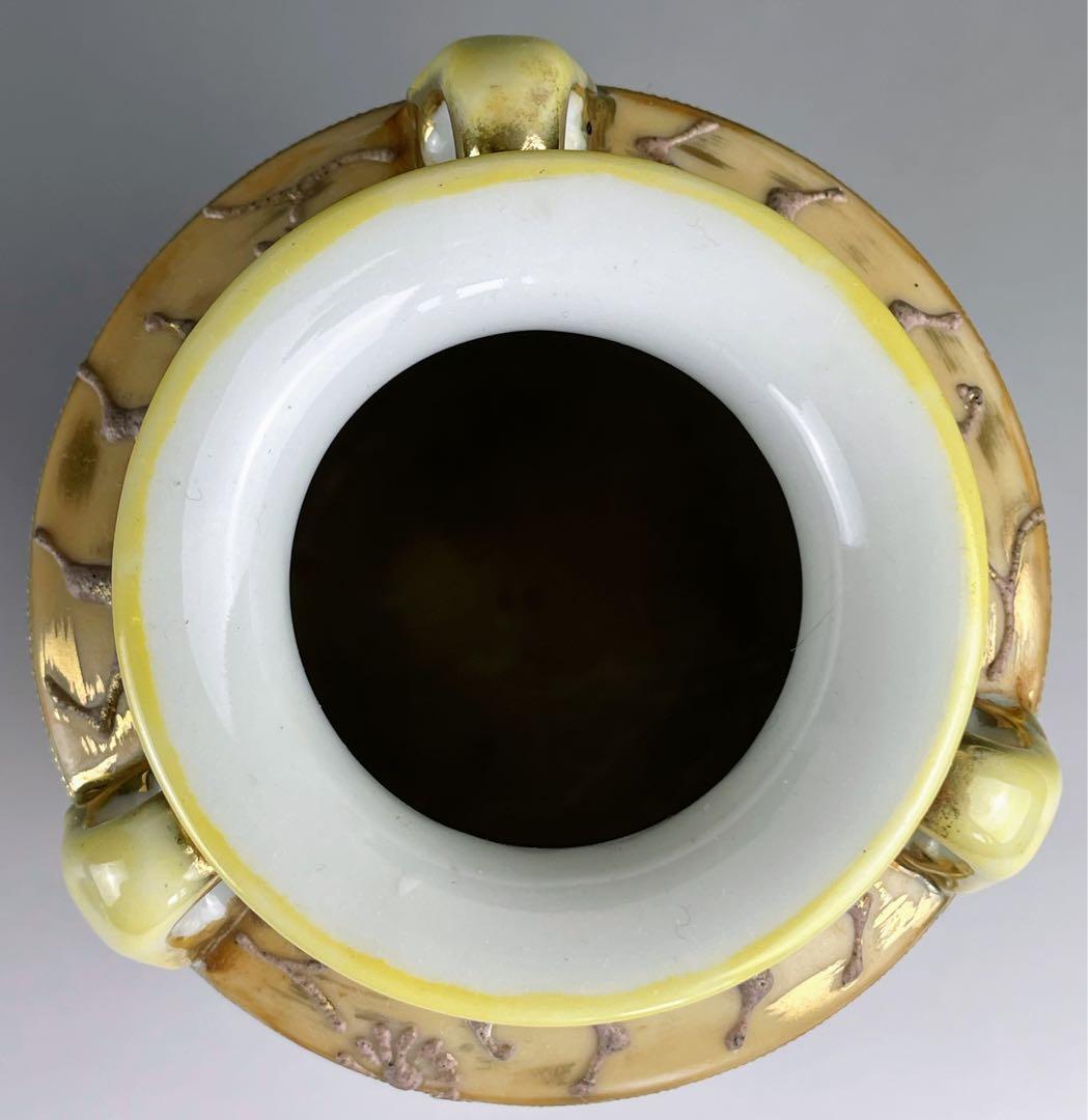 希少】オールドノリタケ アールヌーボー 薔薇紋花瓶 モールド 金彩