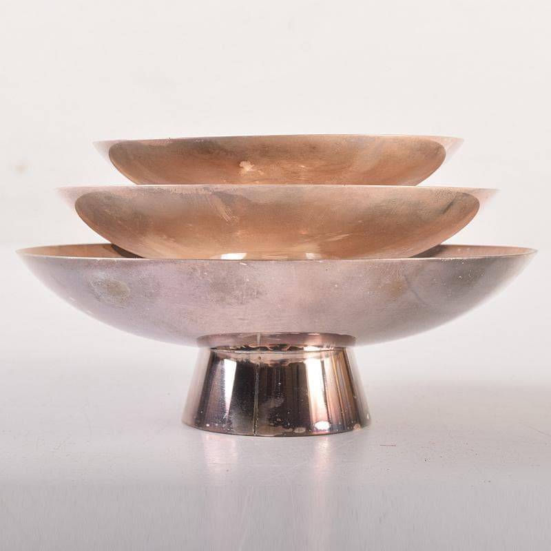 大阪尚美堂造 純銀製 三重盃 三ツ盃 約208g 共箱 F