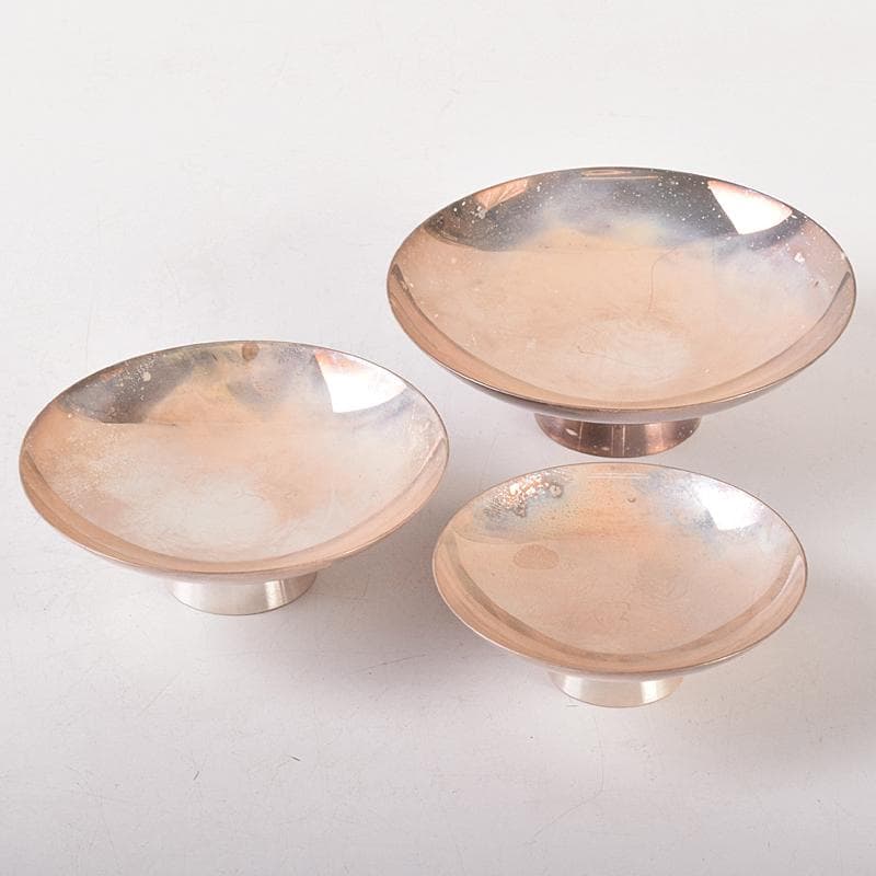 大阪尚美堂造 純銀製 三重盃 三ツ盃 約208g 共箱 F