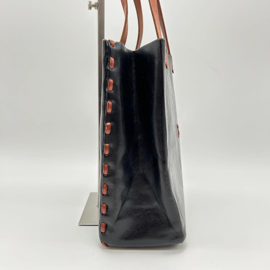 美品 アンリークイール Henry Cuir ハンドバッグ　犬 刺繍 黒