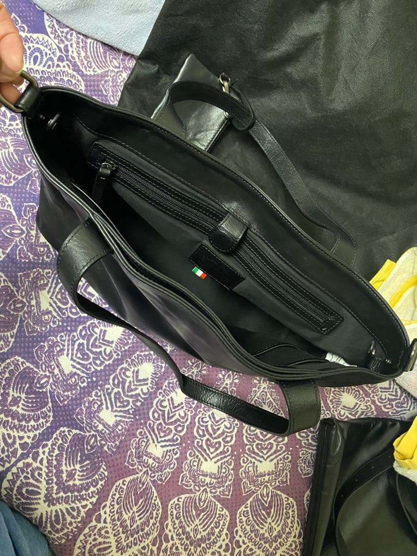 美品 COMPLETE WORKS ブラックレザートートバッグ