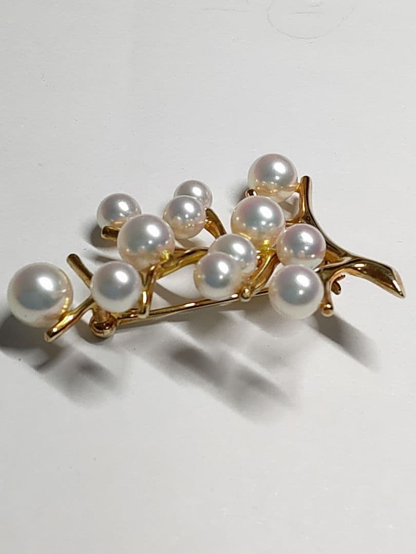 MIKIMOTO ミキモト アコヤパール 真珠 ブローチ K18イエローゴールド