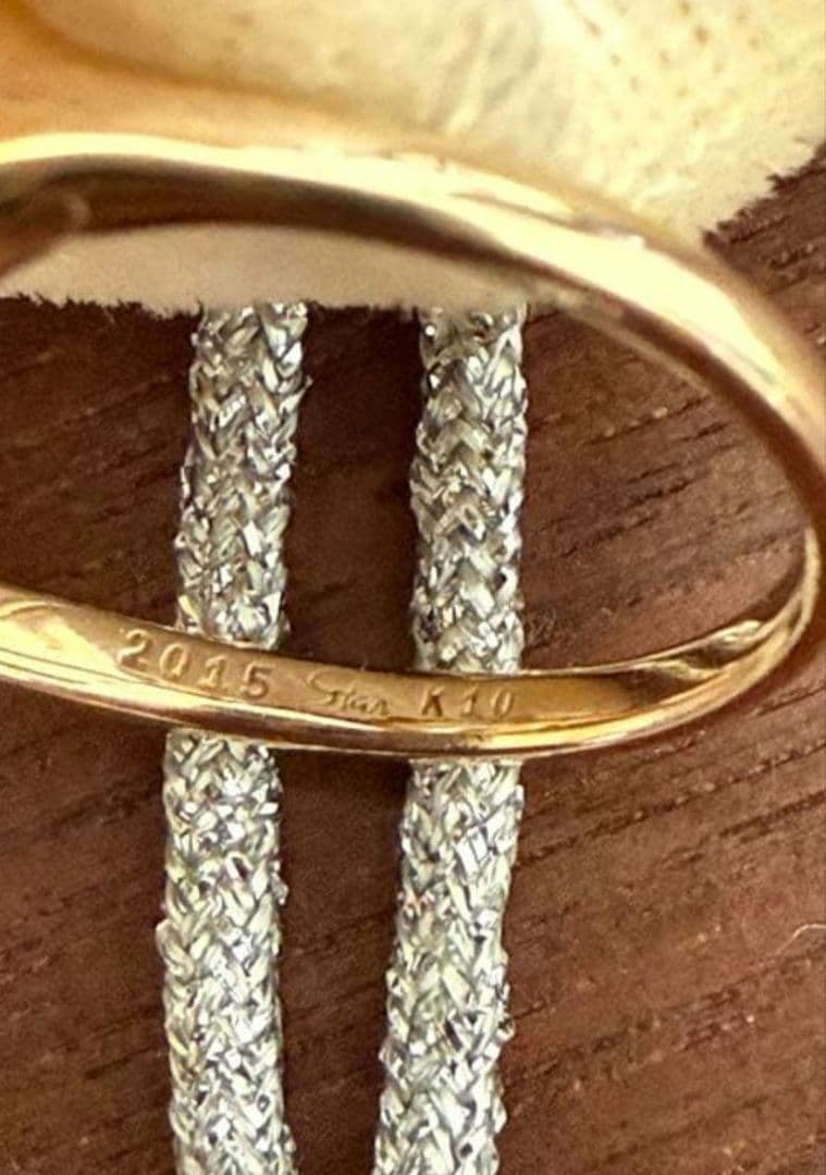 STAR JEWELRY K10YG x クリスタル 星と月デザインリング