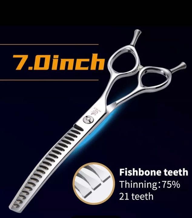 カーブハサミペットトリミングブレンディングセニング75% 7インチ ブレンダ