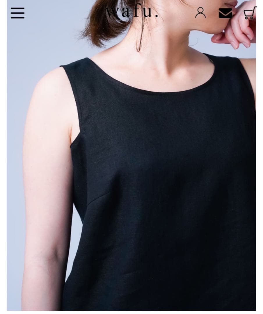 wafu. リネンタンクトップ　よしタンクNEO ／ 黒色 p005d-bck1