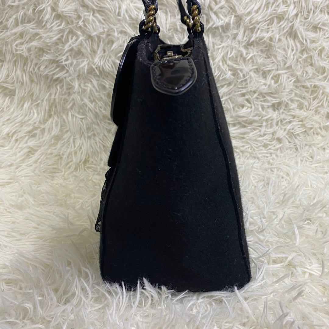 【★銀猫★】ANNA SUI 2way ハンド ショルダーバッグ ブラック