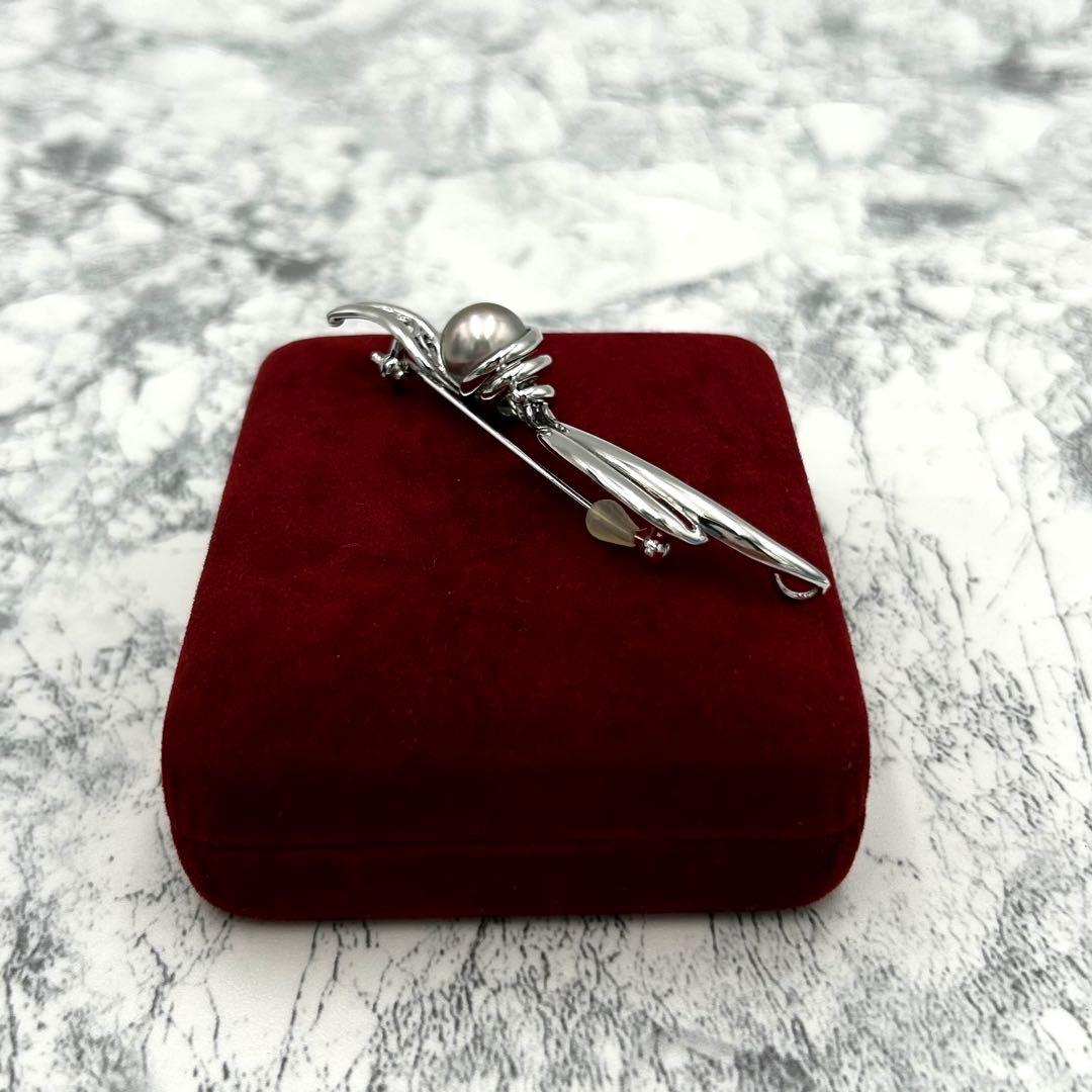 極美品✨ 本真珠　大粒パール 10.8mm ブローチ　シルバー