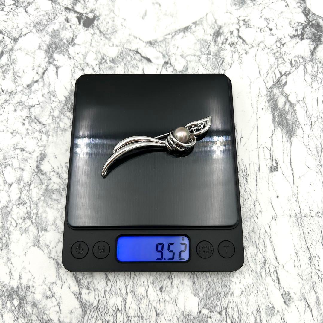 極美品✨ 本真珠　大粒パール 10.8mm ブローチ　シルバー