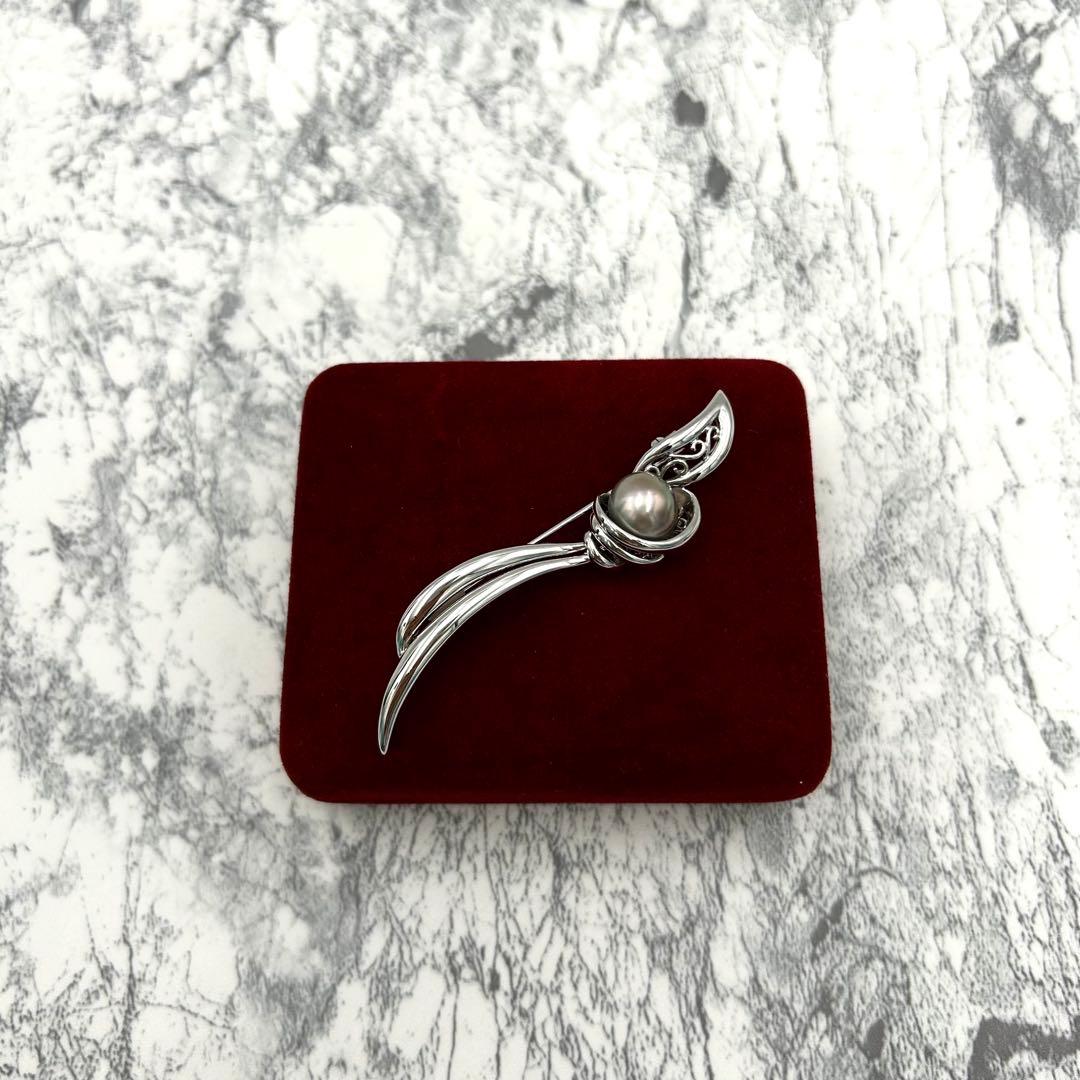 極美品✨ 本真珠　大粒パール 10.8mm ブローチ　シルバー