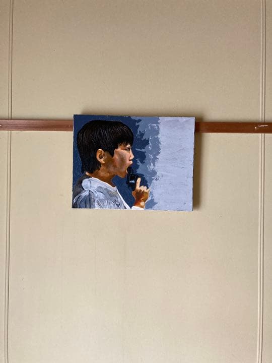 手描き 油絵 少年