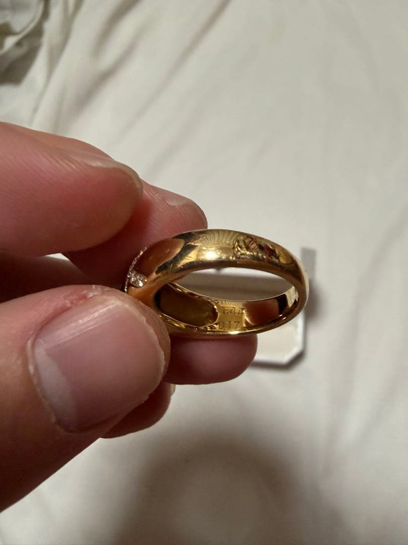 緑色の石 リング　K18