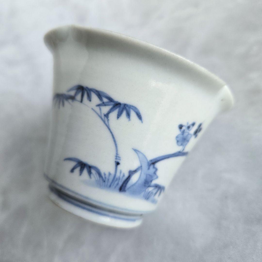 古伊万里 染付 覗き 長猪口 雪輪 江戸時代 骨董 金継ぎ アンティーク