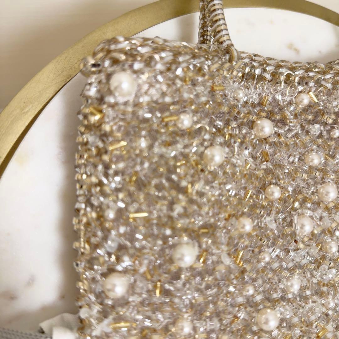 ANTEPRIMA ペルラ グリッター/スクエア ミディアム/シルバーゴールド