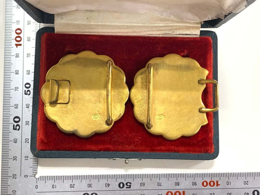 金属製バックル　蒔絵　寺院　五重塔　富士山　日本風景