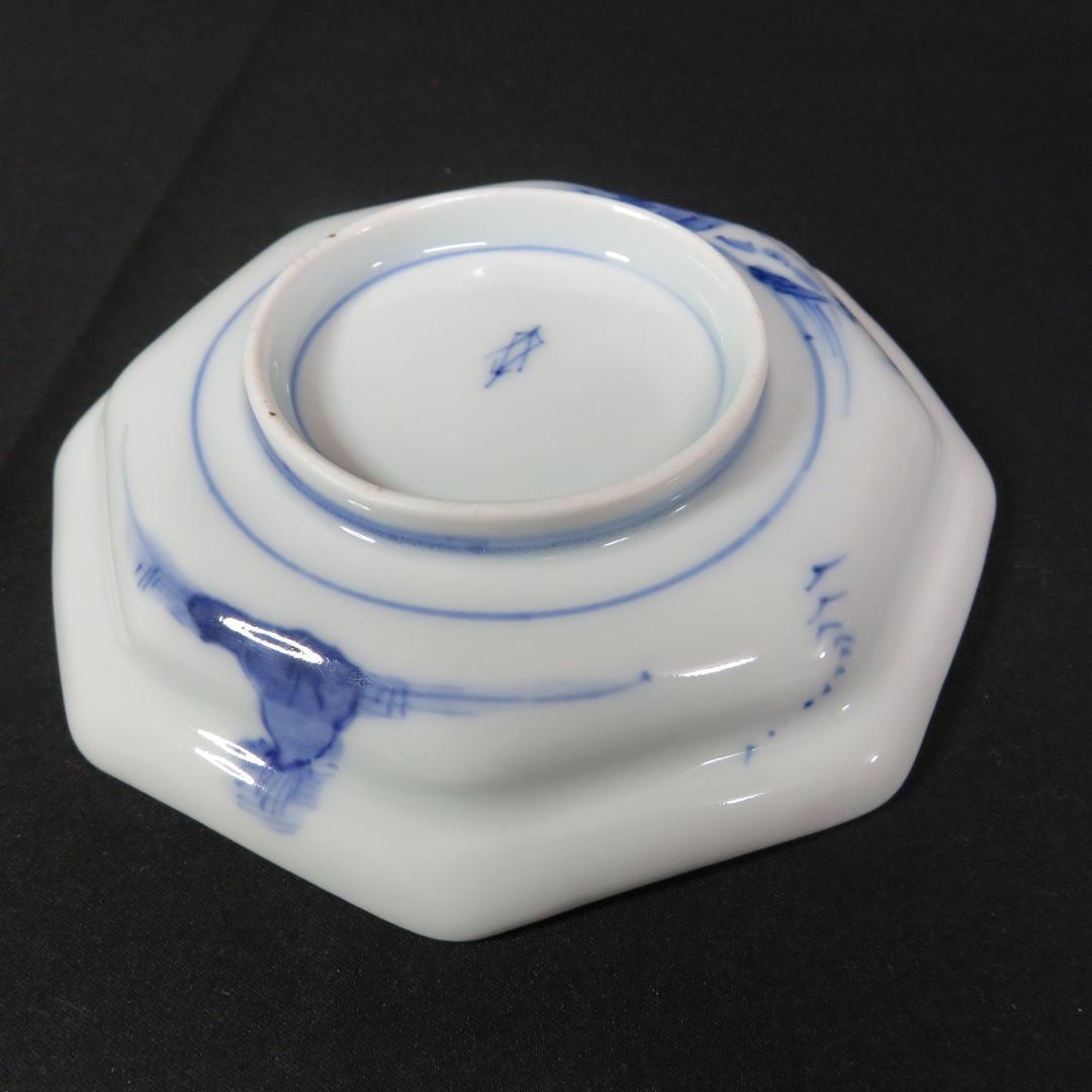 八角皿 伊万里 古伊万里 古代唐獅子 五寸皿 色絵付 明治 2枚