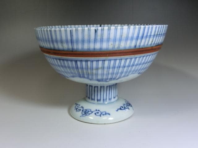 杯洗□染付十草紋盃洗 酒器 杯洗い 鉢 唐草 古