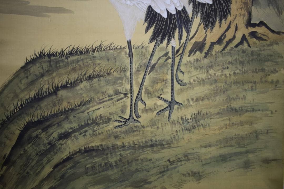 不詳/作者不詳/松に双鶴図/中国画/大幅/布袋屋掛軸HJ-973