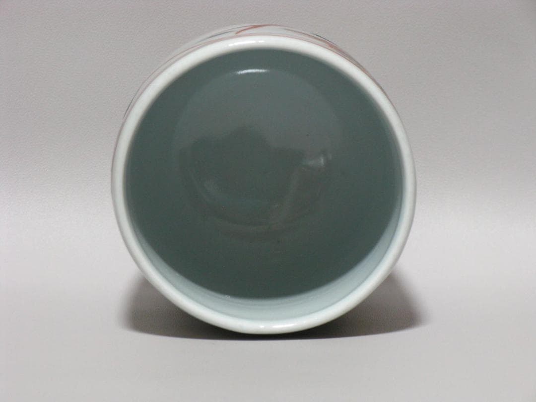 人間国宝 加藤卓男『赤絵 湯呑み 茶碗』一客 箱無１検 加藤唐九郎 荒川豊蔵