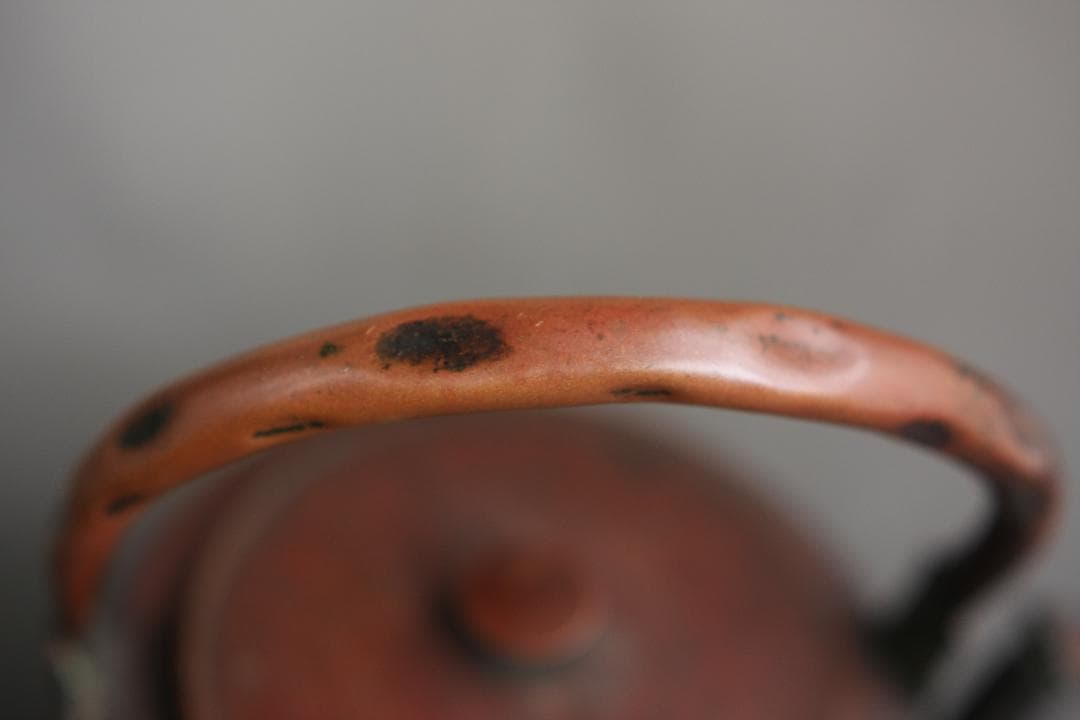 希少 槌目加工、打ち出し紋様入り銅製ヤカン 茶道 薬缶 やかん