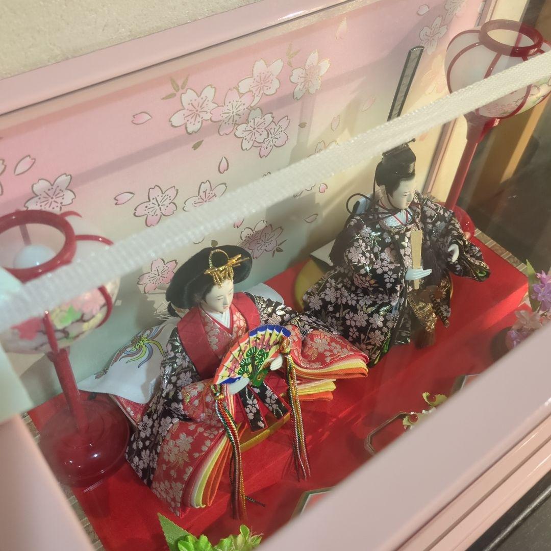 雛人形ケース入 親王飾りピンク