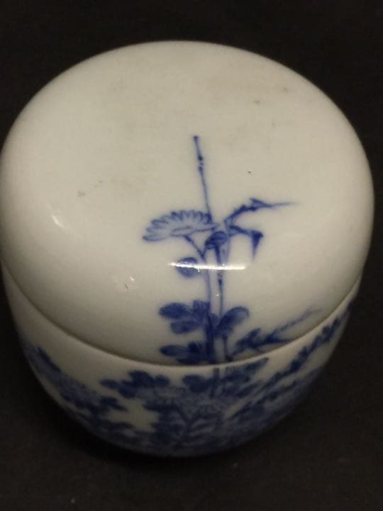 清時代 染付棗 青花茶器 茶道 中国古玩時代もの