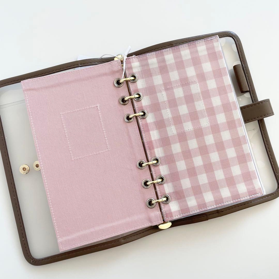 早い者勝ち韓国貯金バインダーカバーA6 ブラウンピンクリフィル