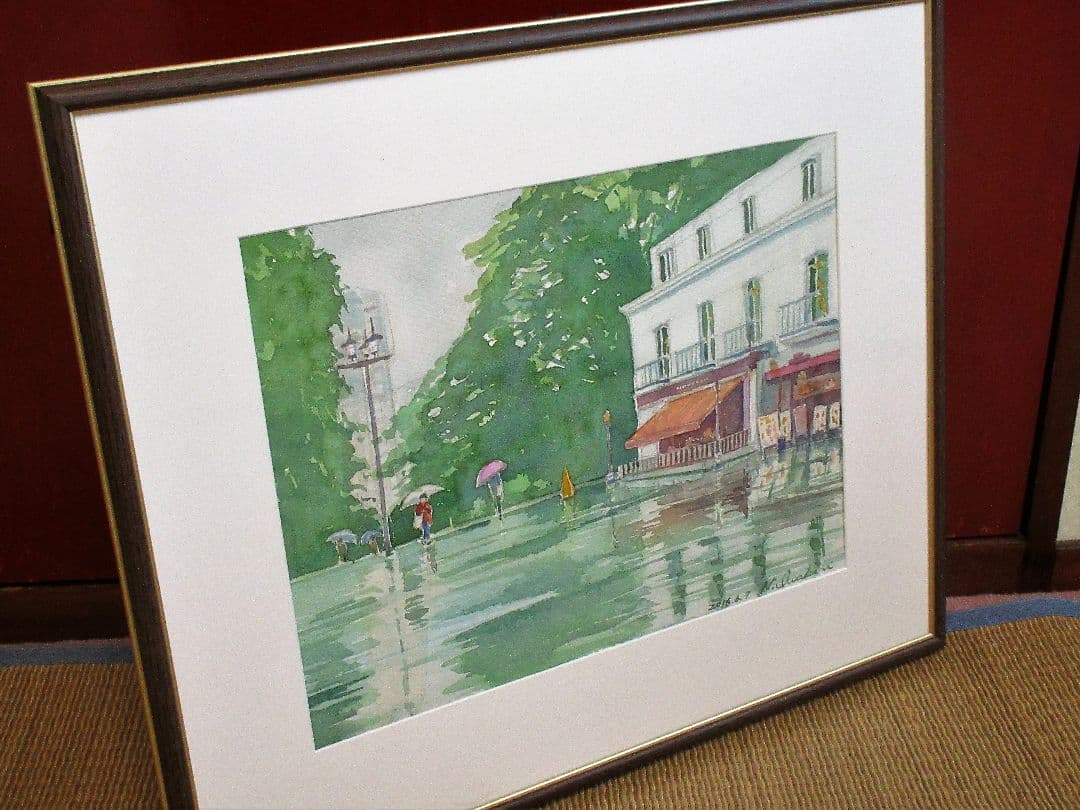 水彩画「公園のレストラン前」